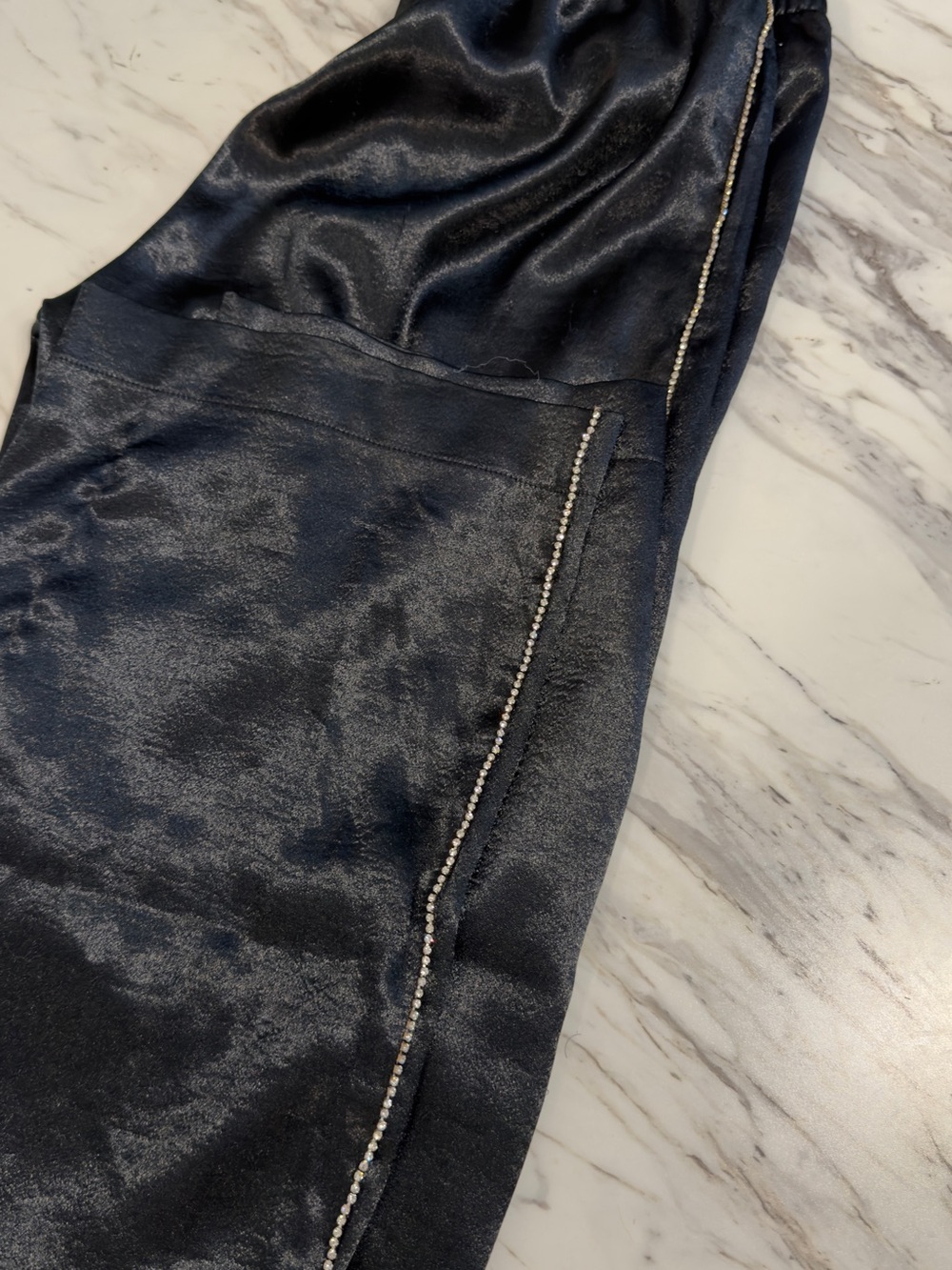 J Brand Black Satin Rhinestone Lounge Pants - Picture 6 of 10